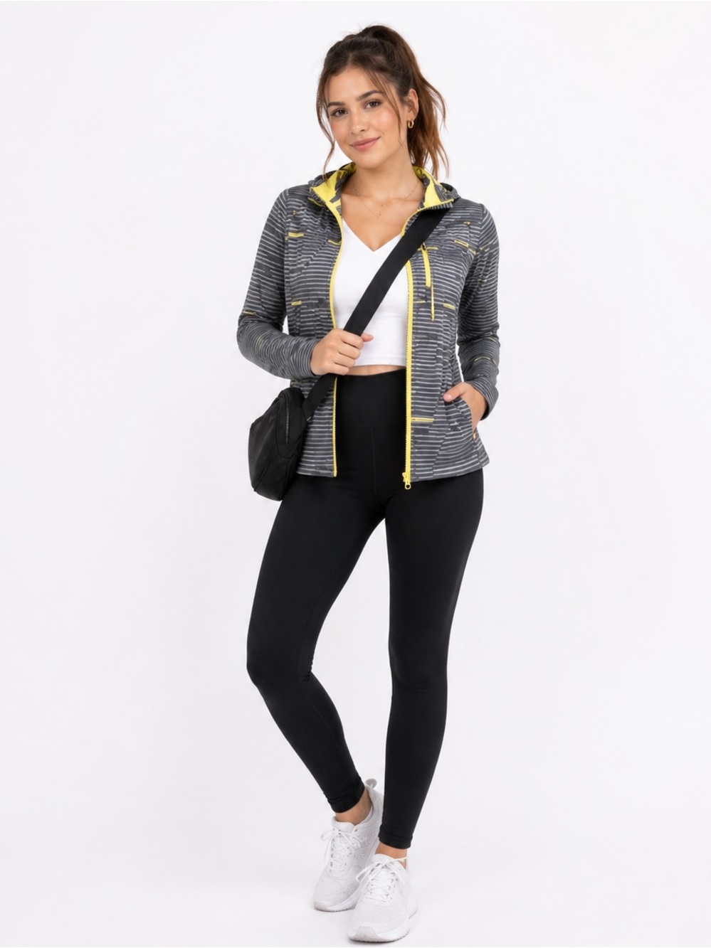 Striped Gray and Yellow Hooded Jacket